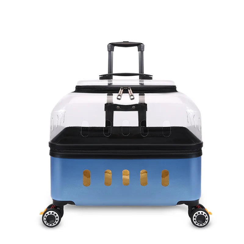 Dog Cat Transparent Bubble Carrier Airline Approved Hard Shell Portable Rolling Luggage Travel Case Dog Stroller Dog Car