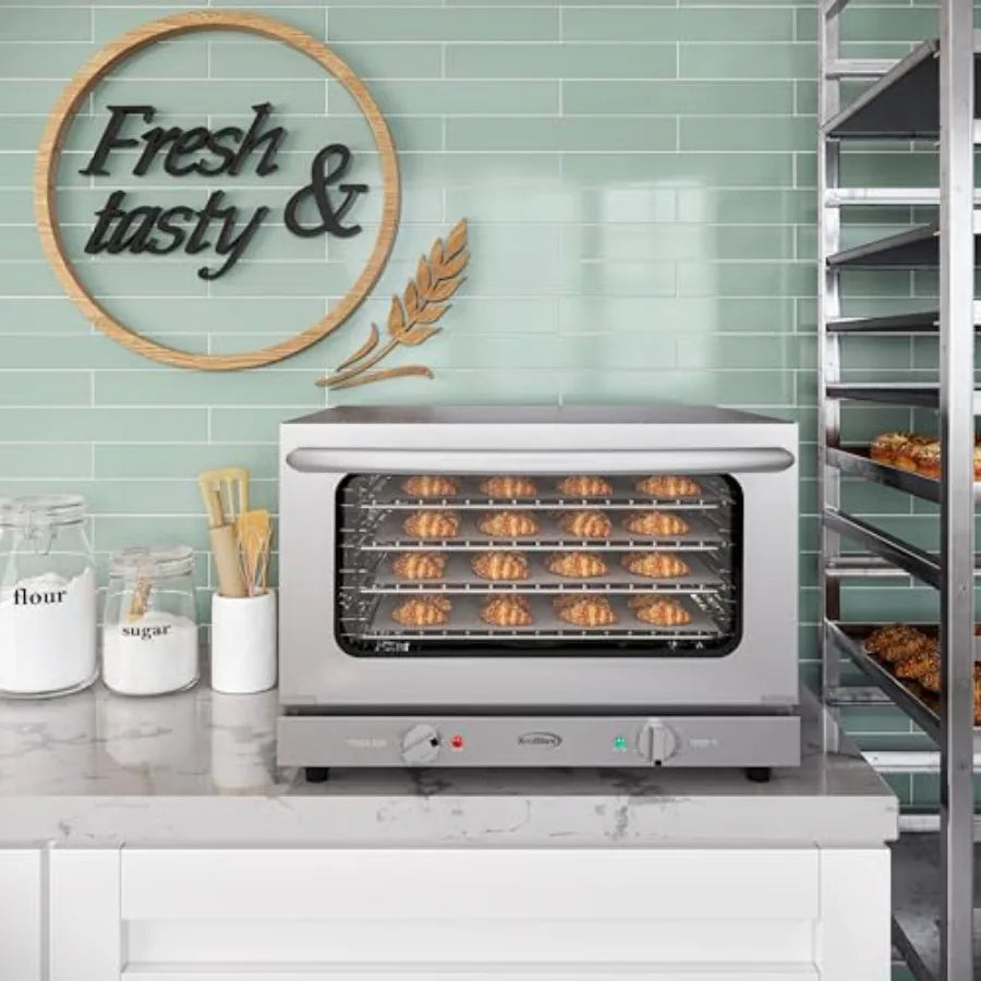 23 in. Commercial Countertop Convection Oven for Half-Size Pans with 4 Racks 1600W Stainless Steel ETL Listed Safety Sanitation