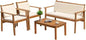 Outdoor Patio Furniture, 4 Piece Bistro Sofa Set with Coffee Table and Loveseat, Acacia Wood Conversation Sets with Cushions