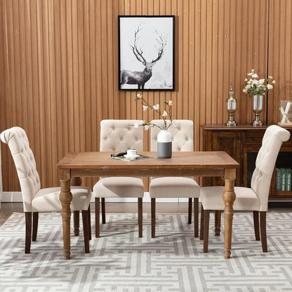Tufted Dining Room Chairs Set of 2, Accent Parsons Diner Chairs Upholstered Fabric  - Beige