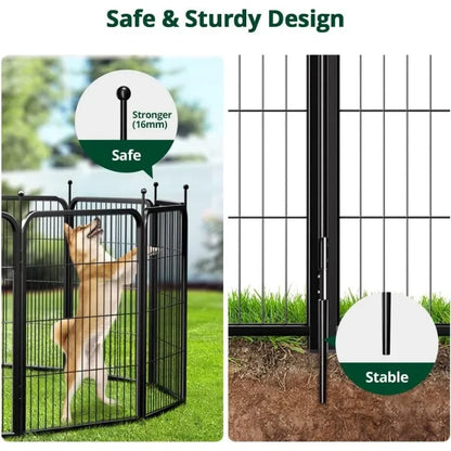 Small Medium Large Dogs, Metal Pet Puppy Cat Exercise Fencing  Dog Fence Playpen 24”32”40” Indoor Outdoor