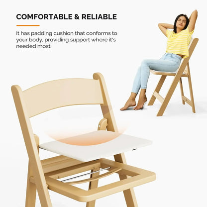 .Resin Folding Chairs with Cushion, Foldable Plastic Chair with Comfortable Padded Seats, Perfect for Event Party Indoor Out