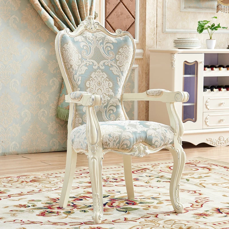 European Solid Wood Dining Chair Princess Lazy Throne Luxury Lounge Chair Fashion Butterfly Ergonomic Muebles Entrance Furniture