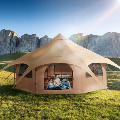 Canvas Tent, 4 Seasons 5 m/16.4 ft Bell Tent, Canvas Tent for Camping with Stove Jack, Breathable Yurt Tent for up to 8 Pe