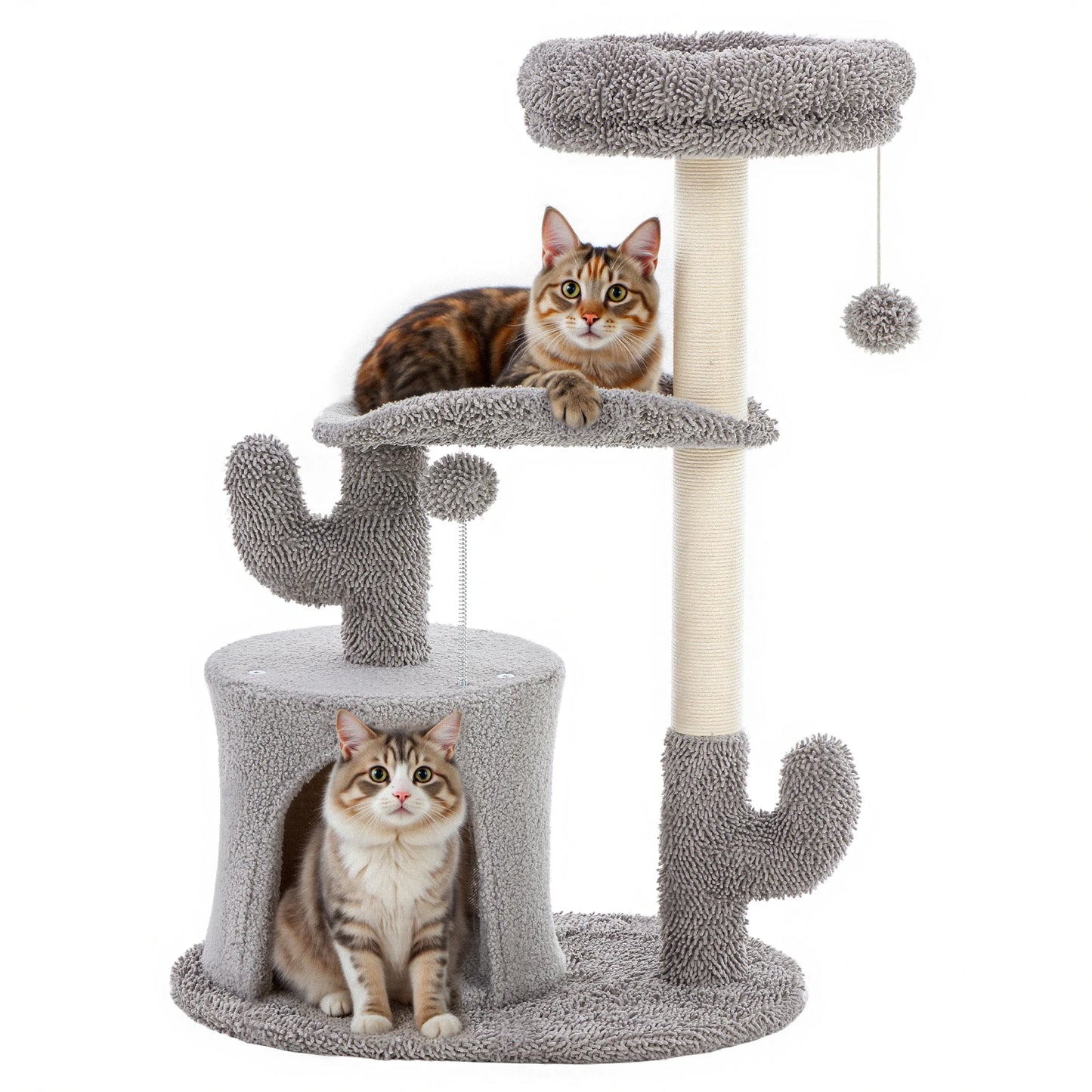 33IN Tall Multi-Level Cat Tree Tower for Indoor Pet Furniture Stable Kitty Play House with Sisal Scratching Post