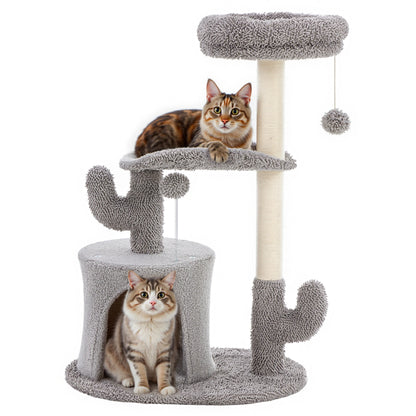 33IN Tall Multi-Level Cat Tree Tower for Indoor Pet Furniture Stable Kitty Play House with Sisal Scratching Post