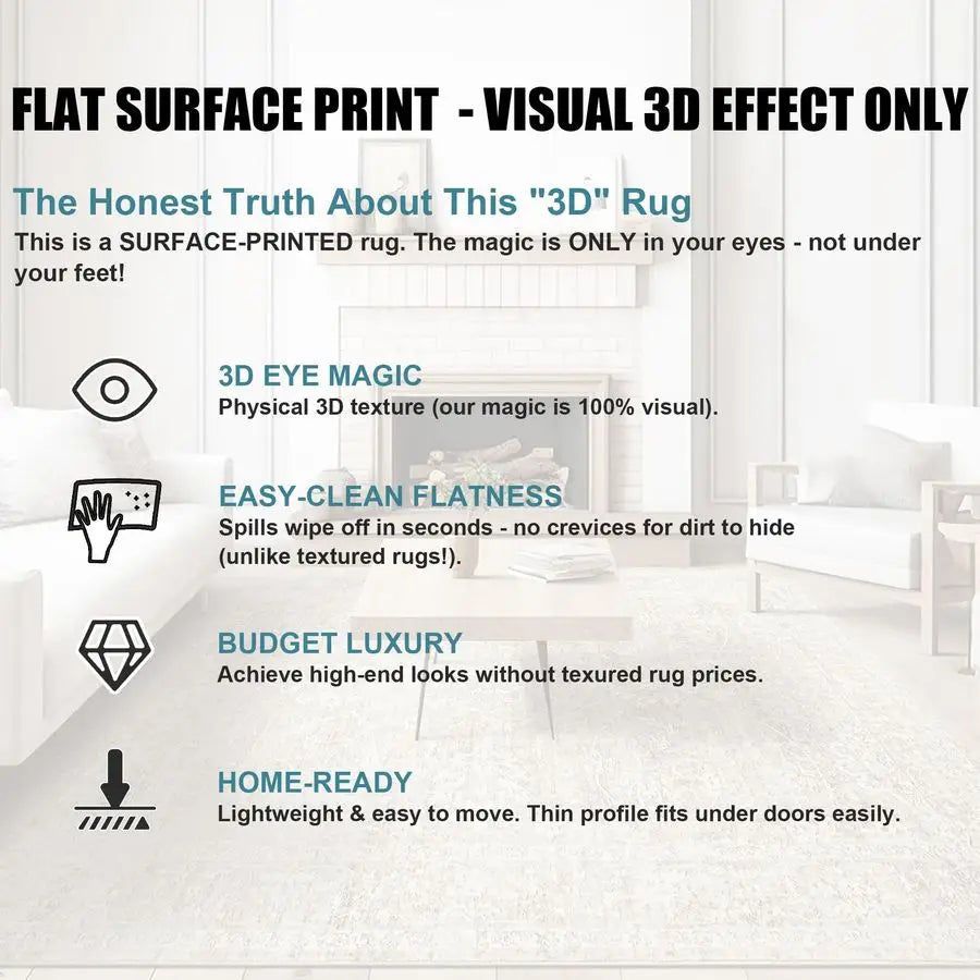 8x10 Area Rugs for Living Room, Machine Washable Vintage Natural Rug with NonSlip Backing, Soft Large Throw Rug, Thin Carpet for