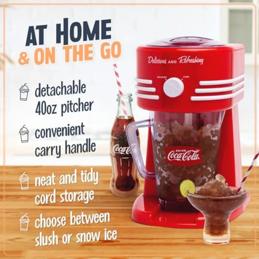 Nostalgia Coca-Cola Fren Drink Maker and Machine for Home - -Ounce Slushy Maker with Stainless Steel Flow Spout - Easy to Clean