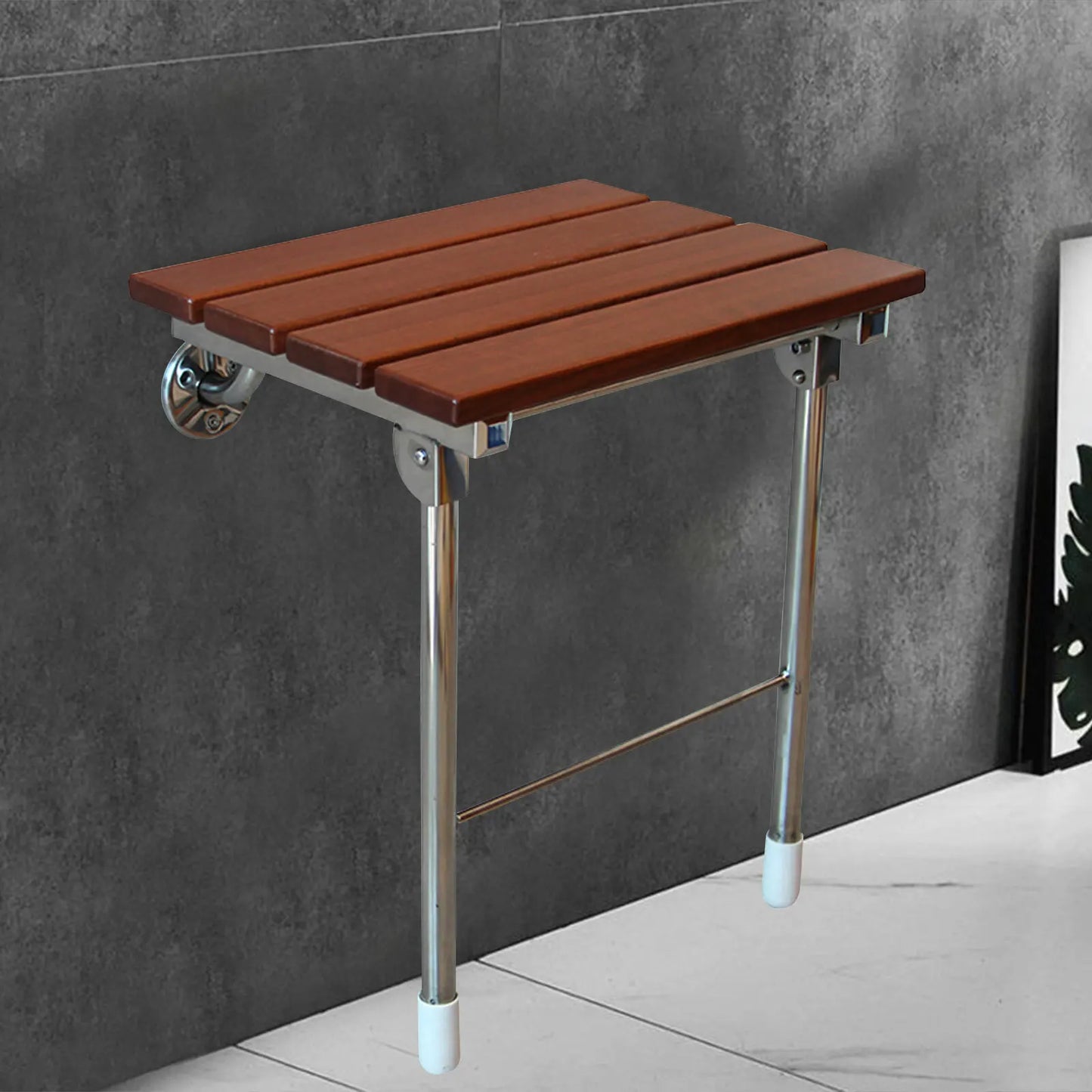 14.9"x12.2" Folding Shower Seat - Wall Mounted Solid Wood Fold Down Spa Bench