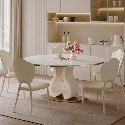 Design Luxury White Dining Table 6 Person Modern Nordic Round Dining Table Living Room