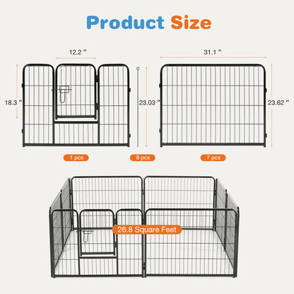 JHK 8 Panel Dog Playpen Indoor Pet Fence Exercise for Yard Gate Heavy Duty Crates with Doors Metal Dog Pen