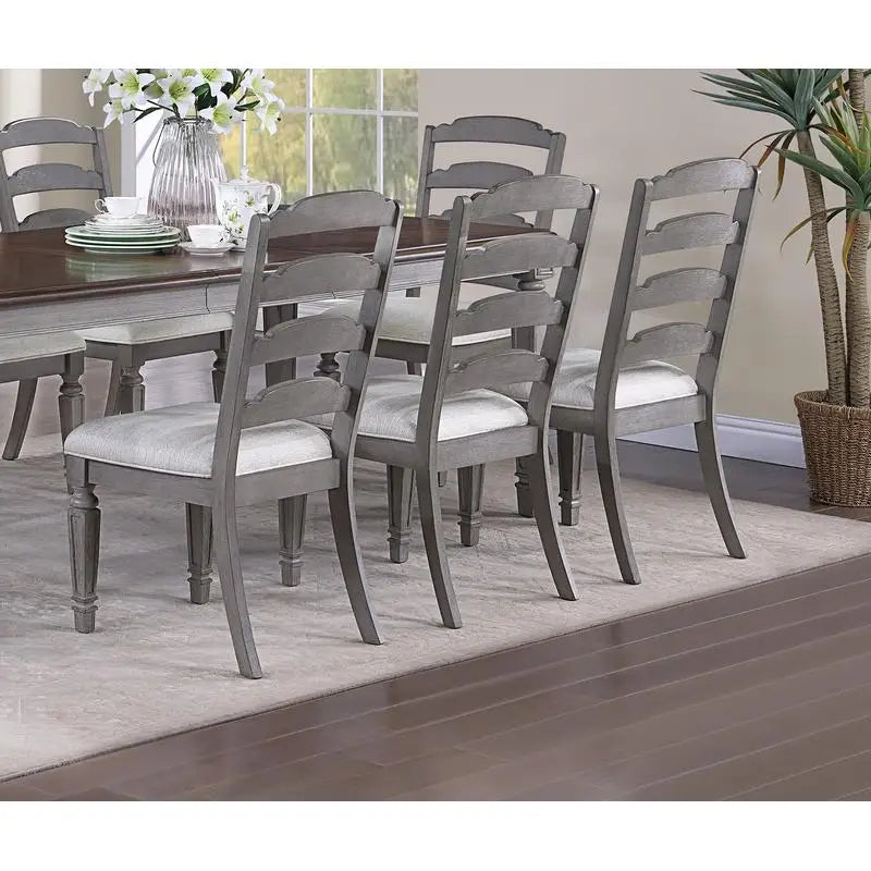 Contemporary 9-Piece Dining Set with Leaf, Includes Dining Table & 8 Ladder Back Chairs