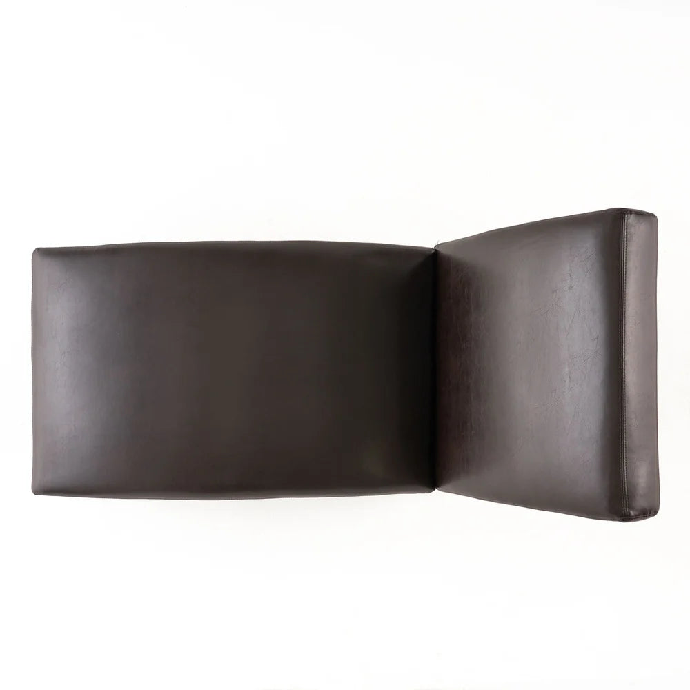 Indoor Upholstered Bonded Leather Chaise Lounge Modern Curved Design Comfortable Splayed Legs Living Room Furniture Assembly