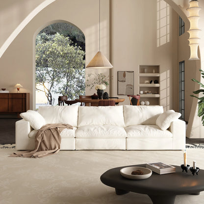 Comfy Cloud Couch 120'' Modern Sectional Sofa for Living Room Down Filled Couch with Ottoman U Shaped 5 Seater Convertible Sofa