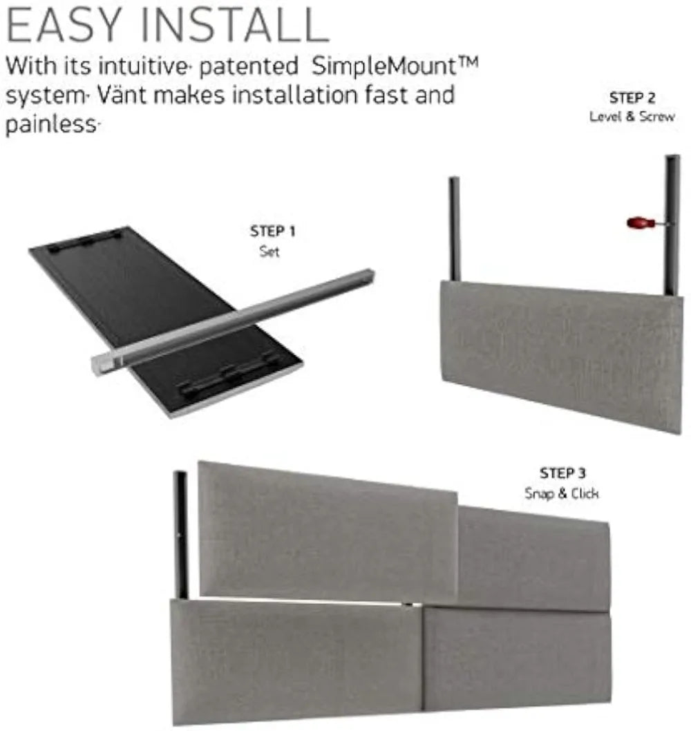 Upholstered Wall Mounted Headboard Panels - Queen Size, Soundproof Acoustic Panels, Easy Installation, 4 Panels Set