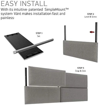 Upholstered Wall Mounted Headboard Panels - Queen Size, Soundproof Acoustic Panels, Easy Installation, 4 Panels Set