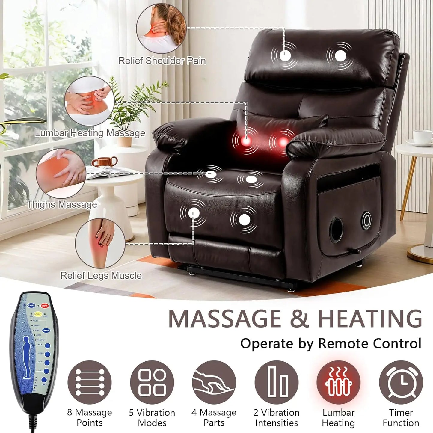 Dual Motor Power Lift Recliner Chair for Adult & Elderly, Infinite Position Lay Flat Lift Chair with Heat &, Customized