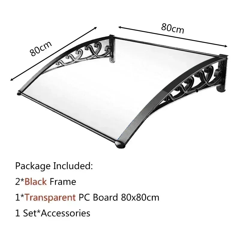Door Window Awning Big Size PC Board Cover Outdoor Patio Canopy Sun Shelter Window Eaves Rain Cover Awning Aluminum Pergola