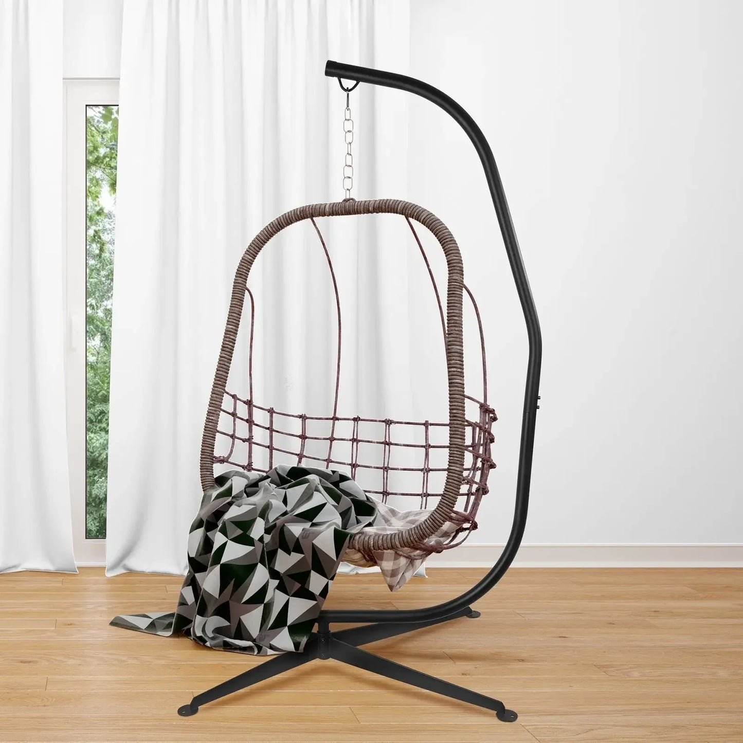 330 Lbs Heavy Duty Metal Hanging Chair Hammock C-Stand Outdoor Patio Balcony Swing Stand Base for Chair,Porch Swing, 360°