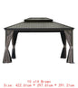 14x24 Hardtop Gazebo, Upgraded Metal Canopy with Drainage, Dual-Layer Galvanized Steel Roof, Includes Curtains & Netting,