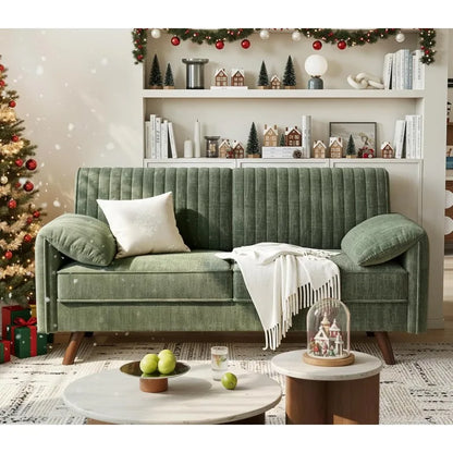 64.5" Loveseat Sofa, Chenille Loveseat Couch for Living Room, 23.2" Deep Seat Love Seat with Padded Arms