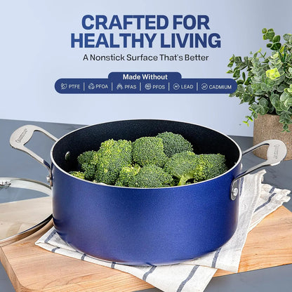 True 20 Pc Pots and Pans Set Non Stick Cookware Set with Deep Square Pan and Bakeware Set, Non Toxic PFOA PFOS Free, Oven Safe