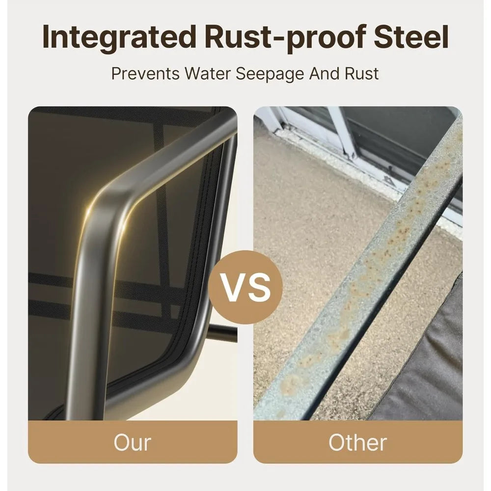 Patio Chairs Set of 2, Patio Furniture Set with Metal Frame Glass Table, Outdoor Chairs Set of 2 for Balcony, Bistro Table and