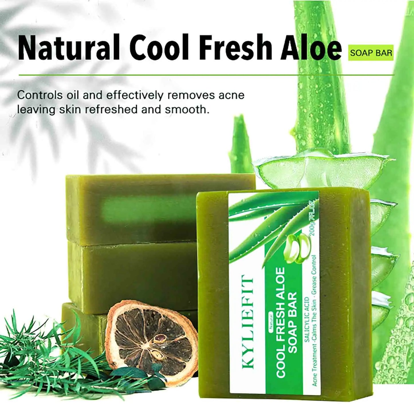 Aloe Vera Whitening Soap, Remove Acne, Pimples, Skin Radiant, Improve Skin Luster, Vegan Bath Wash for Women Men
