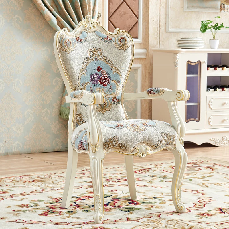 European Solid Wood Dining Chair Princess Lazy Throne Luxury Lounge Chair Fashion Butterfly Ergonomic Muebles Entrance Furniture