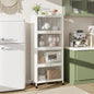 5-Tier Mobile Kitchen Storage Cabinet, Flip Door Cabinets, Bread Rack, Coffee Stand, Bakers Rack with 4 Lockable Casters for Di
