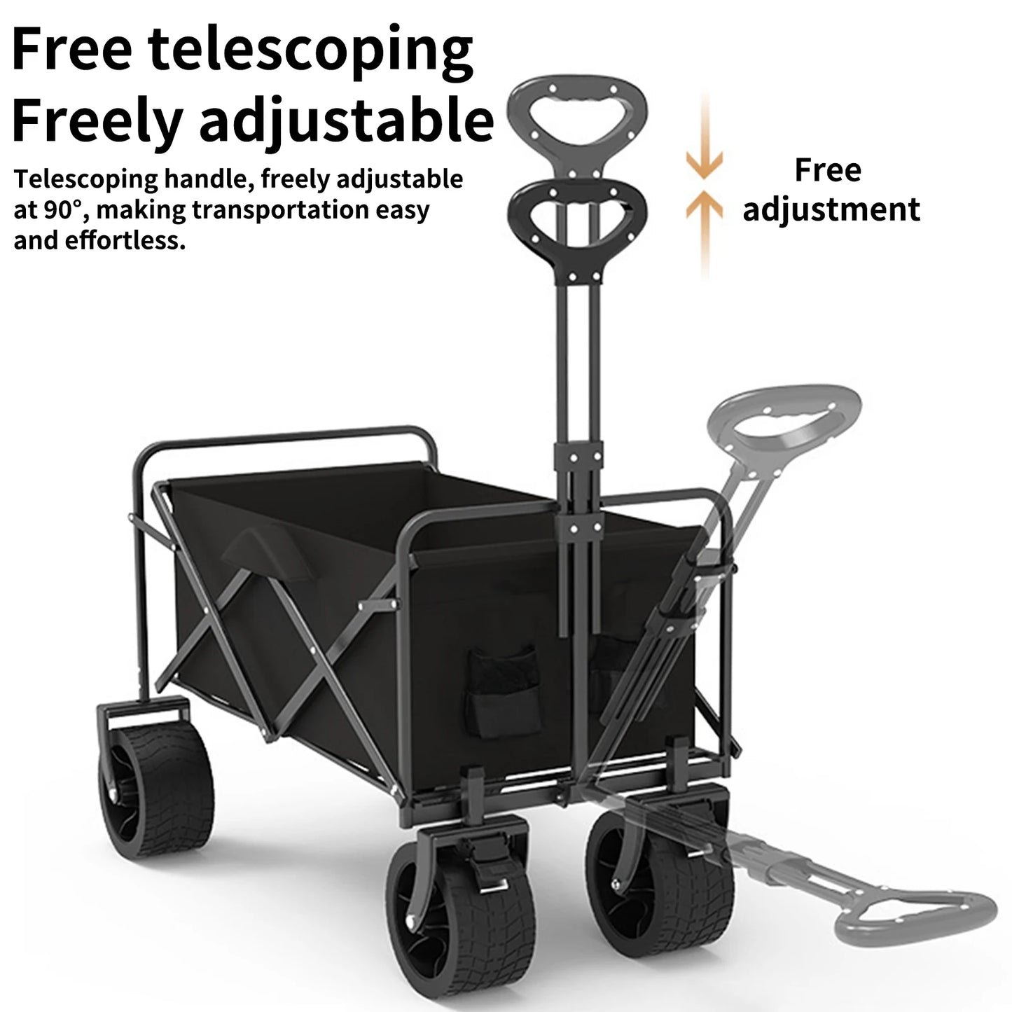 Foldable Multi-Function Beach Cart Heavy Duty Large Capacity Folding Cart Outdoor Trolley Portable Camper