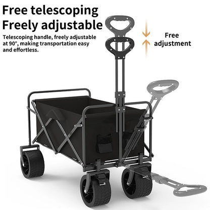 Foldable Multi-Function Beach Cart Heavy Duty Large Capacity Folding Cart Outdoor Trolley Portable Camper