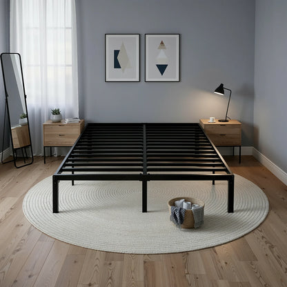 Twin/Full/Queen/King Heavy-Duty Metal Bed Frame with 14 Inch Under-Bed Storage — No Box Spring Needed, Easy Assembly