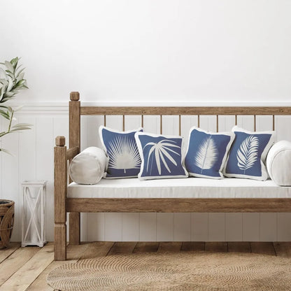 Bold Blue White Modern Botanical Leaf Shapes Design by Susan Jill Throw (Set of 4) Pillow, 18 x 18