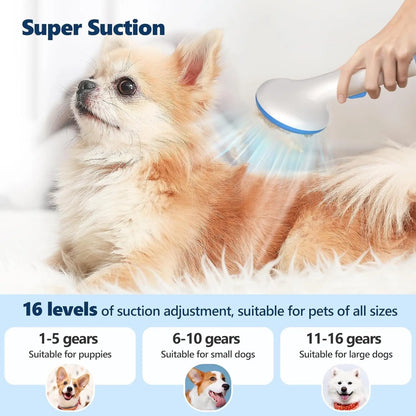 Pet Grooming Vacuum Kit 5-in-1 Pet Grooming Kit with 2.0L Dust Cup for Shedding Dogs/Cats, Low Noise Hair Remover