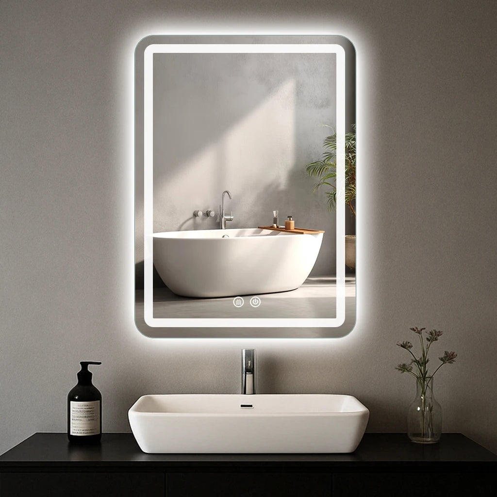 20x28 inch LED Bathroom Mirror Vanity Mirrors with Backlit Lights Fogless Makeup Mirror Wall Mounted
