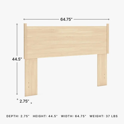 Rustic Panel Headboard for Bedroom, Adjustable Height Options, Wood, Queen, Light Brown Headboard Only