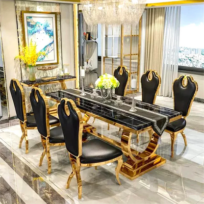 J Furniture Dining Table Silver Dining Set With 4 Chairs Designer High Luxury Dining Table