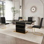 Modern 5-Piece Dining Set with 63" White Gloss Table and 4 PU Leather Chairs for Kitchen and Dining Room