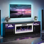 Fireplace with TV Stand 36" inch Electric Fireplace Up to 80" TVs, LED Light Entertainment Center, 70" Modern Wood High Gloss w