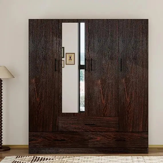 Wooden Armoire Wardrobe Closet：Large Wardrobe Closet with 4 Doors, 3 Drawers for Tall Cabinet, Wardrobe Cabinet for Bedroom with