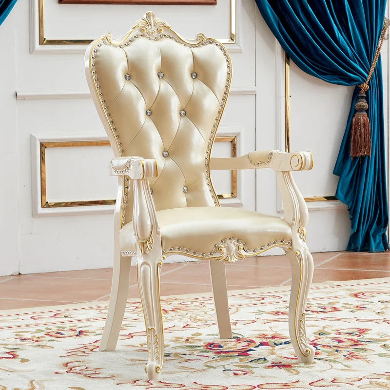 European Solid Wood Dining Chair Princess Lazy Throne Luxury Lounge Chair Fashion Butterfly Ergonomic Muebles Entrance Furniture