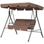 Steel Outdoor Porch Swing Lounge Chair 3 Persons With Canopy - Courtyard Swing Chair Garden Swing Outdoor Swing Brown