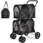 Double Pet Stroller with 2 Detachable Carrier Bags, Safety Belt, 4 Lockable Wheels, Folding Cat & Dog Stroller for Small Medium