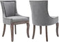 Modern Dining Chairs Set of 2 - High Back Upholstered Fabric Chairs with Solid Wood Legs for Dining Room
