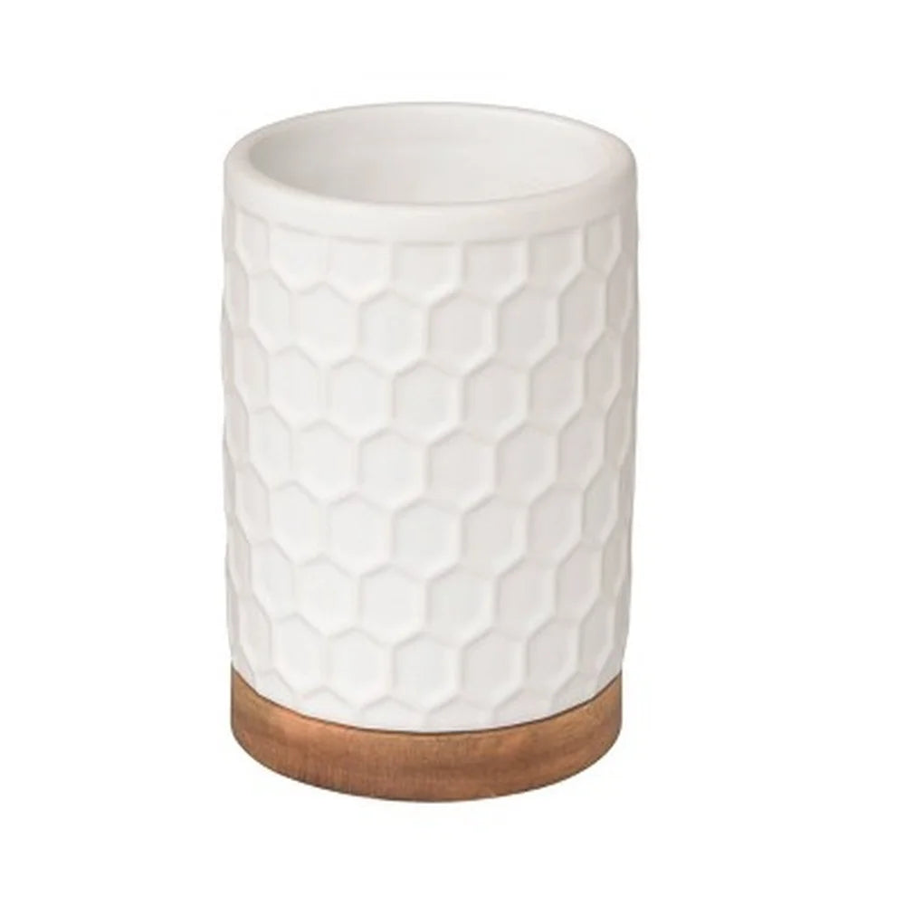 3pc Ceramic Wood Bath Accessories Set