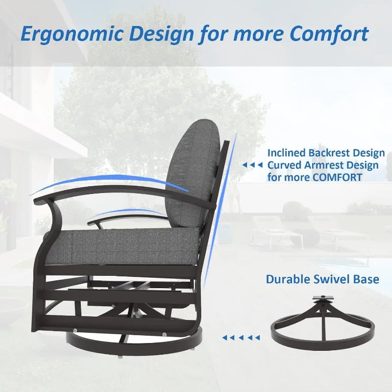Aluminum Patio Furniture Set with Propane Fire Pit Table 9-seat Metal Outdoor Furniture w/Fire Pit Patio Sectional w/5.1"