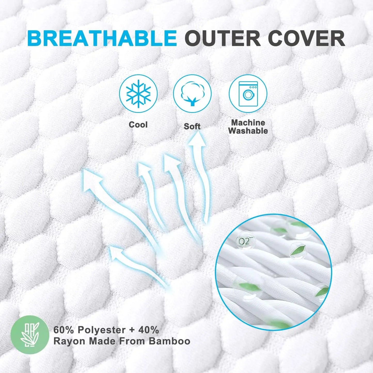 King Size Cooling Pillows Set of 2, Adjustable Shredded Memory Foam for Side Back Stomach Sleepers, Gel Infused 20x36 Inches