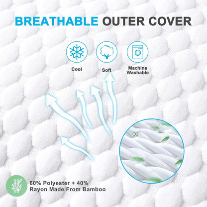 King Size Cooling Pillows Set of 2, Adjustable Shredded Memory Foam for Side Back Stomach Sleepers, Gel Infused 20x36 Inches