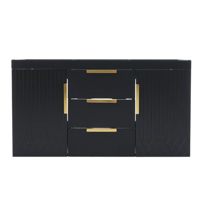 36'' Wall Mounted Bathroom Vanity without Sink, Floating Bathroom Storage Cabinet with 2 Drawers, Solid Wood Bathroom Cabinet